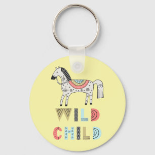 Wild Child Scandinavian Horse Pastel Yellow  Key Ring