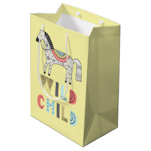Wild Child Scandinavian Horse Pastel Yellow  Medium Gift Bag