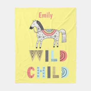 Wild Child Scandinavian Horse Personalised Fleece Blanket