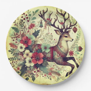 Wild Christmas Flower Paper Plate