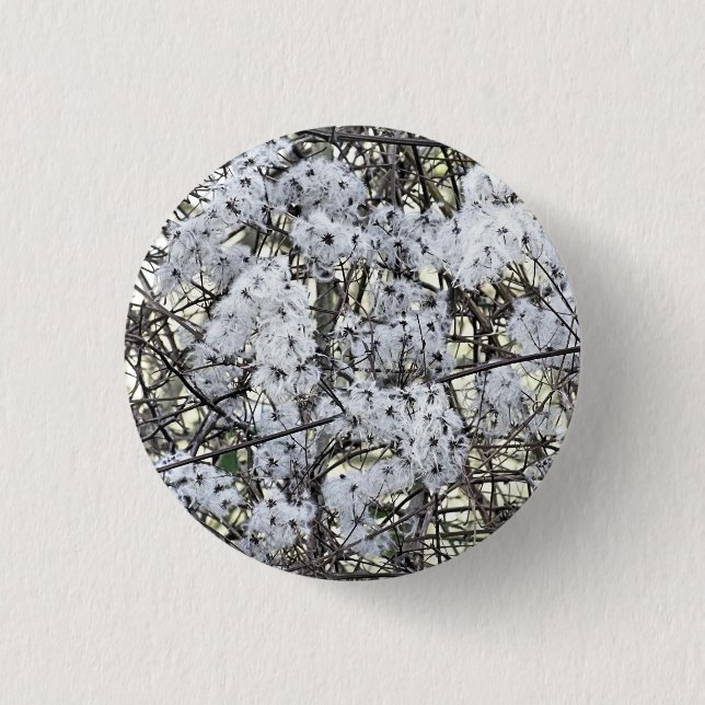 WILD CLEMATIS   3 CM ROUND BADGE (Front)