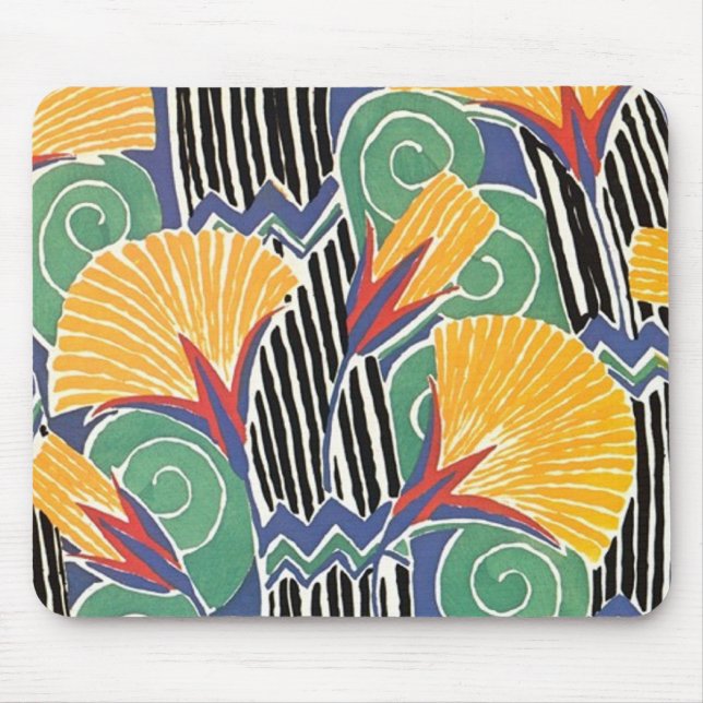 Wild Colourful Art Deco Floral Mousepad (Front)