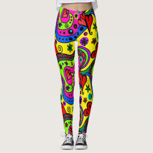 Wild Colourful Doodle Art Leggings
