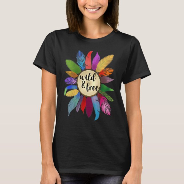 Wild Colourful Feathers T-Shirt (Front)