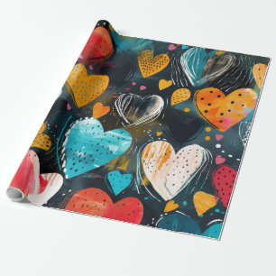 Wild, Colourful Heart Wrapping Paper
