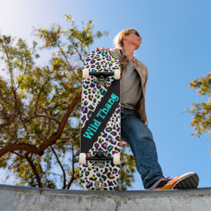 Wild Colourful Leopard Print Dd Brand Skateboard