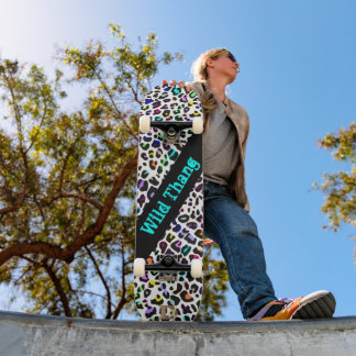 Wild Colourful Leopard Print Dd Brand Skateboard