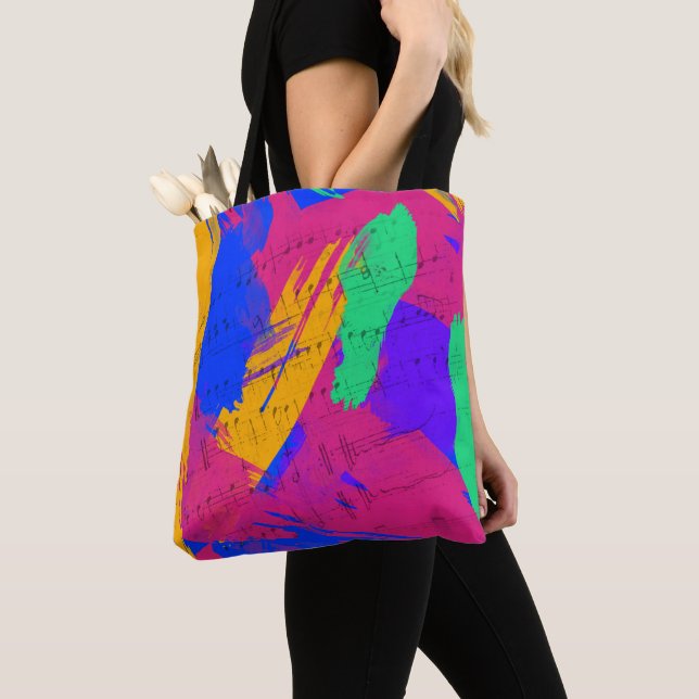 Wild Colours and Music Notes Tote Bag (Close Up)