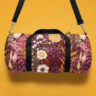 Wild Country Flowers Pattern Personalised Name Duffle Bag