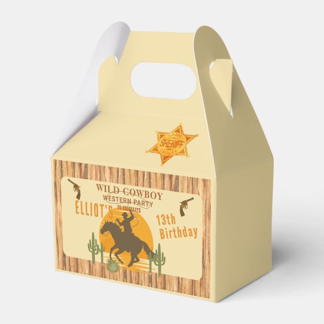 Wild cowboy western birthday favour box (Front Side)