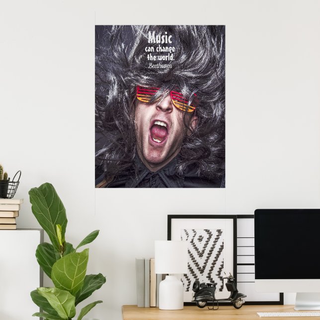 Wild Crazy Man Musician Wild Hair Poster (Home Office)