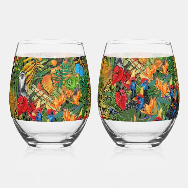 Wild Creation  Stemless Wine Glass (Front)