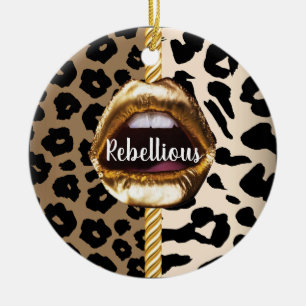 Wild Custom Gold lips Gift Décor girly Cute Makeup Ceramic Tree Decoration