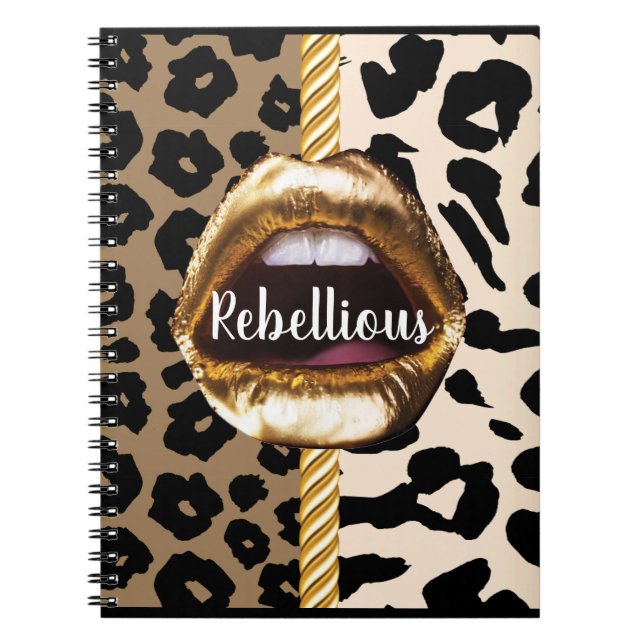 Wild Custom Gold lips Gift Décor girly Cute Makeup Notebook (Front)
