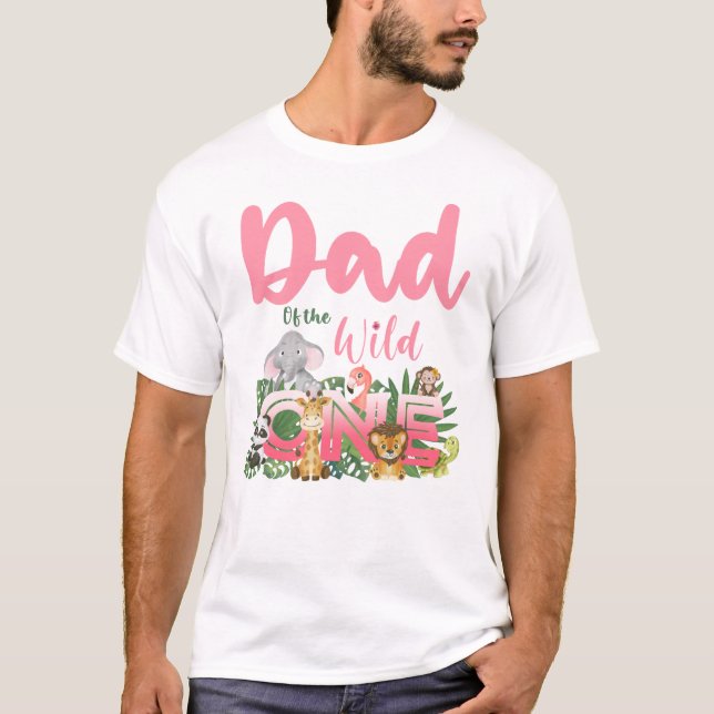 Wild Dad, Birthday Girl Safari Family Matching T-Shirt (Front)