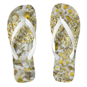 Wild daisies pattern flip flops