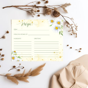 Wild daisy flowers spring summer recipe card