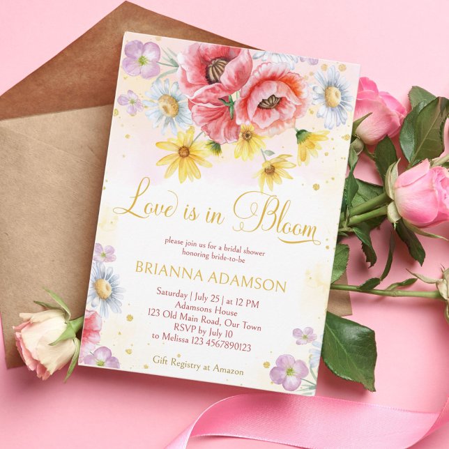 Wild daisy poppy love is in bloom bridal shower invitation (Creator Uploaded)
