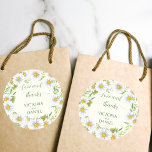 Wild daisy spring flowers wedding thank you classic round sticker<br><div class="desc">Wild daisy spring flowers with light watercolor splash wedding thank you sticker.</div>