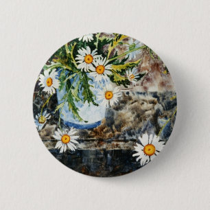 "Wild Dasies on a Shelf" Floral Button