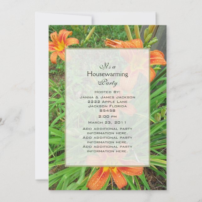 Wild Daylily Party Invitation (Front)