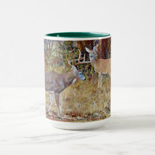 Wild Deer Couple Buck and Doe Art Mug Cup