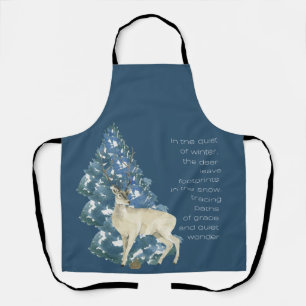 Wild Deer Footprints in Snow – Winter Nature Art Apron