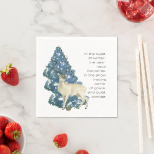 Wild Deer Footprints in Snow – Winter Nature Art Napkin