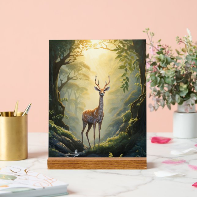Wild Deer Forest Acrylic Wall Art Acrylic Sign (Wedding)