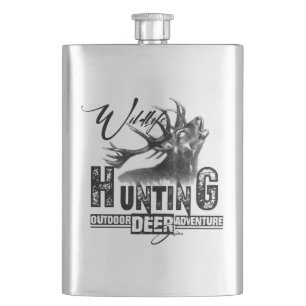Wild deer hunting, outdoor adventure flask
