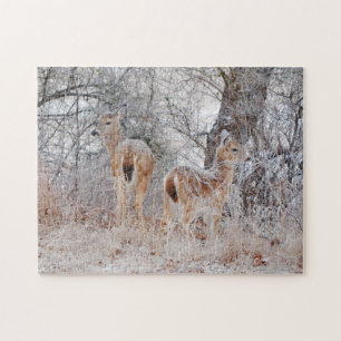 Wild Deer in Snow With Trees Nature Puzzle