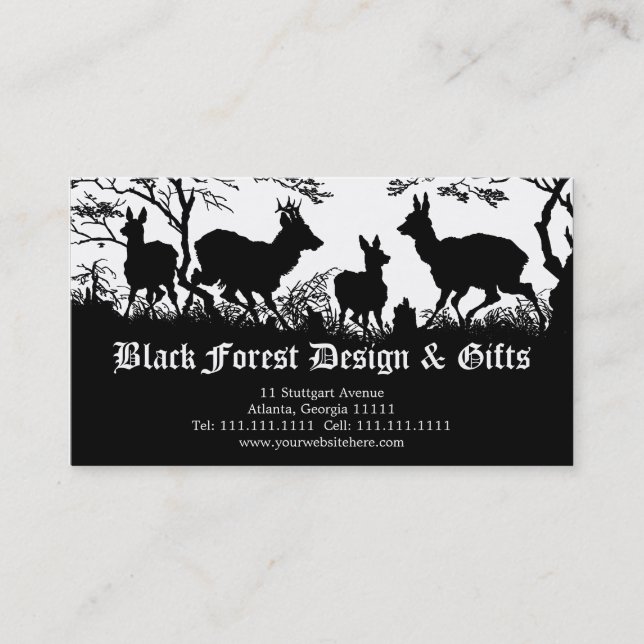 Wild Deer in the Forest Old European Style Business Card (Front)