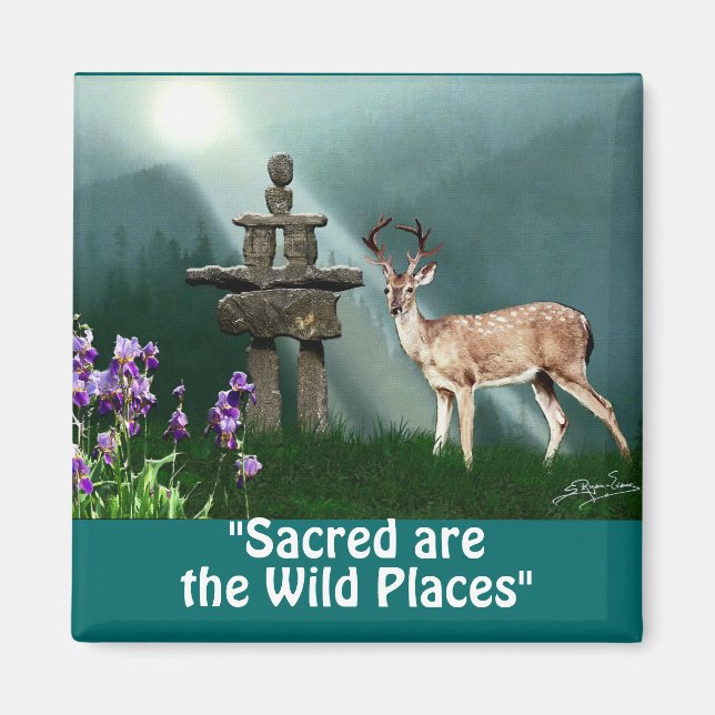 Wild Deer & Inukshuk Wilderness Gift Magnets (Front)