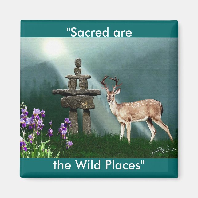Wild Deer & Inukshuk Wilderness Gift Magnets (Front)