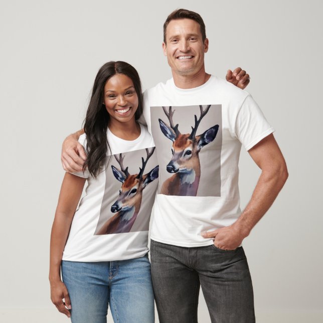 Wild Deer Portrait Watercolor Painting, Deer T-Shirt (Unisex)