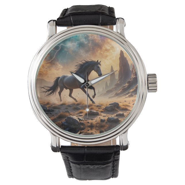 Wild Desert Stallion Nebula stars lightning Watch (Front)