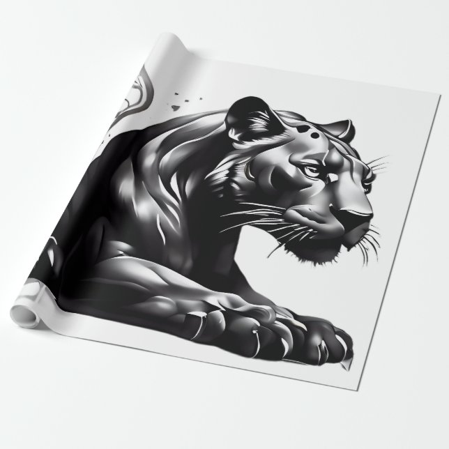 Wild design Black Pantha Gift Wrapping Paper (Unrolled)
