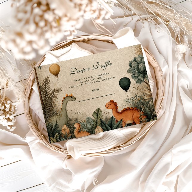 Wild Dino Forest Baby Shower Diapper Raffle Enclosure Card (Creator Uploaded)