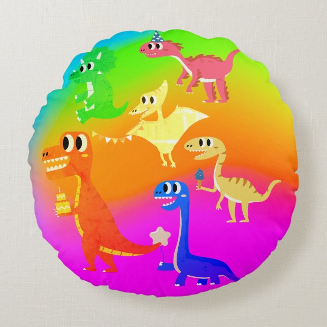 wild dinosaurs round cushion (Front)