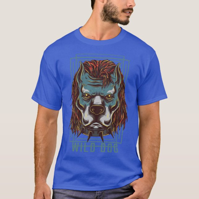 Wild Dog Fierce Animal Illustration gift retro gif T-Shirt (Front)