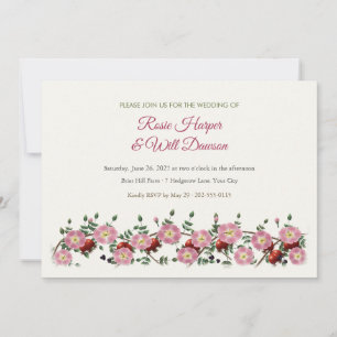 Wild Dog Rose Hedgerow Country Wedding Invite