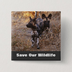 Wild Dogs Save Our Wildlife 15 Cm Square Badge