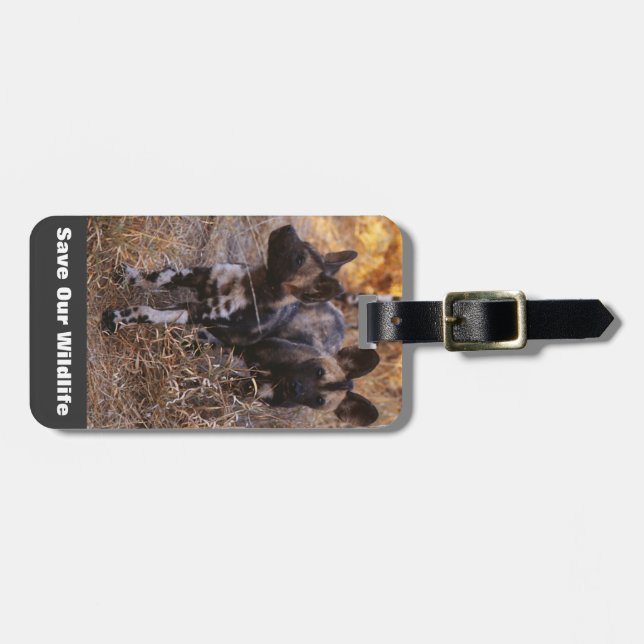 Wild Dogs Save Our Wildlife Luggage Tag (Front Horizontal)