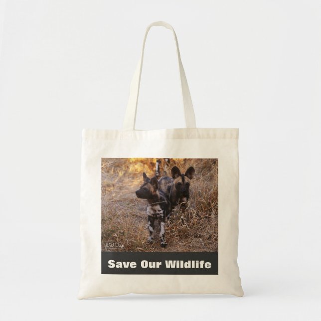 Wild Dogs Save Our Wildlife Tote Bag (Front)