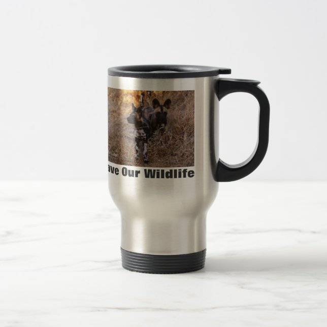 Wild Dogs Save Our Wildlife Travel Mug (Right)