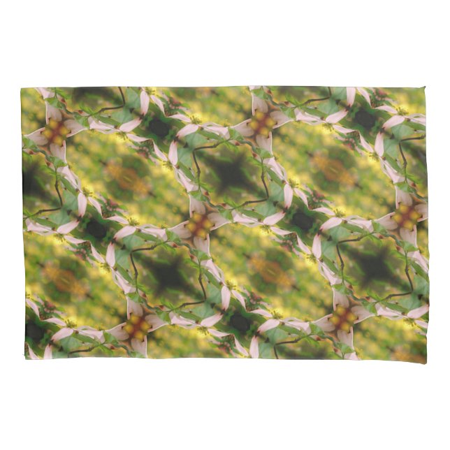 Wild Dogwood Flower Blossoms Abstract Pattern Pillowcase (Front)