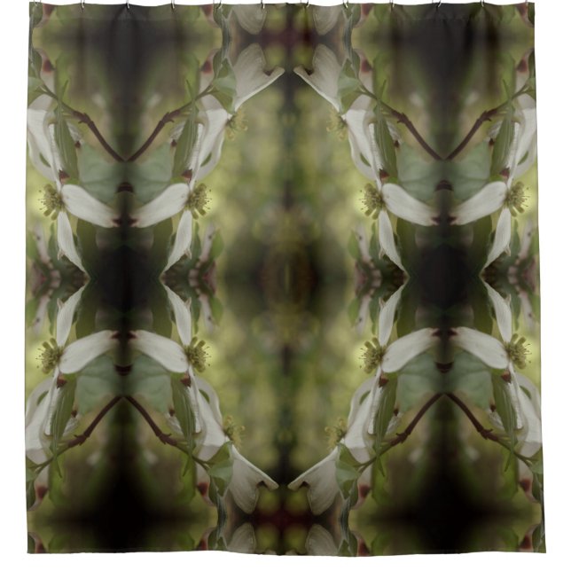 Wild Dogwood Flower Blossoms Abstract Pattern  Shower Curtain (Front)