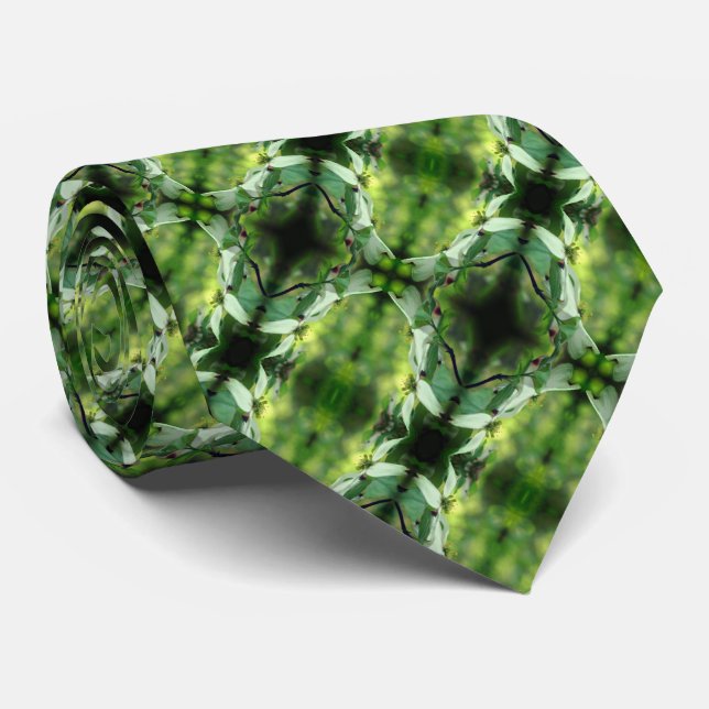 Wild Dogwood Flower Blossoms Abstract Pattern    Tie (Rolled)