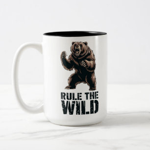 Wild Dominance: Roaring Grizzly Power Two-Tone Coffee Mug