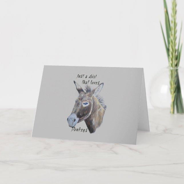 Wild Donkey Art Just a Girl that Loves Donkeys  Card (Front)